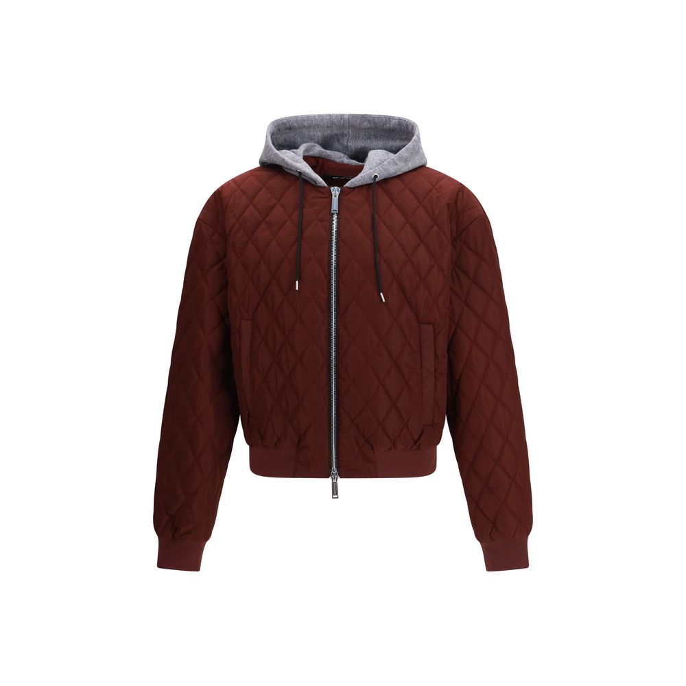 Hooded Bomber Jacket by Dsquared² for men in fabric black features a dramatic silhouette, showcasing a sophisticated hooded neckline and distinctive hooded for a dramatic aesthetic.