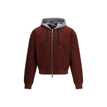Hooded Bomber Jacket by Dsquared² for men in fabric black features a dramatic silhouette, showcasing a sophisticated hooded neckline and distinctive hooded for a dramatic aesthetic.
