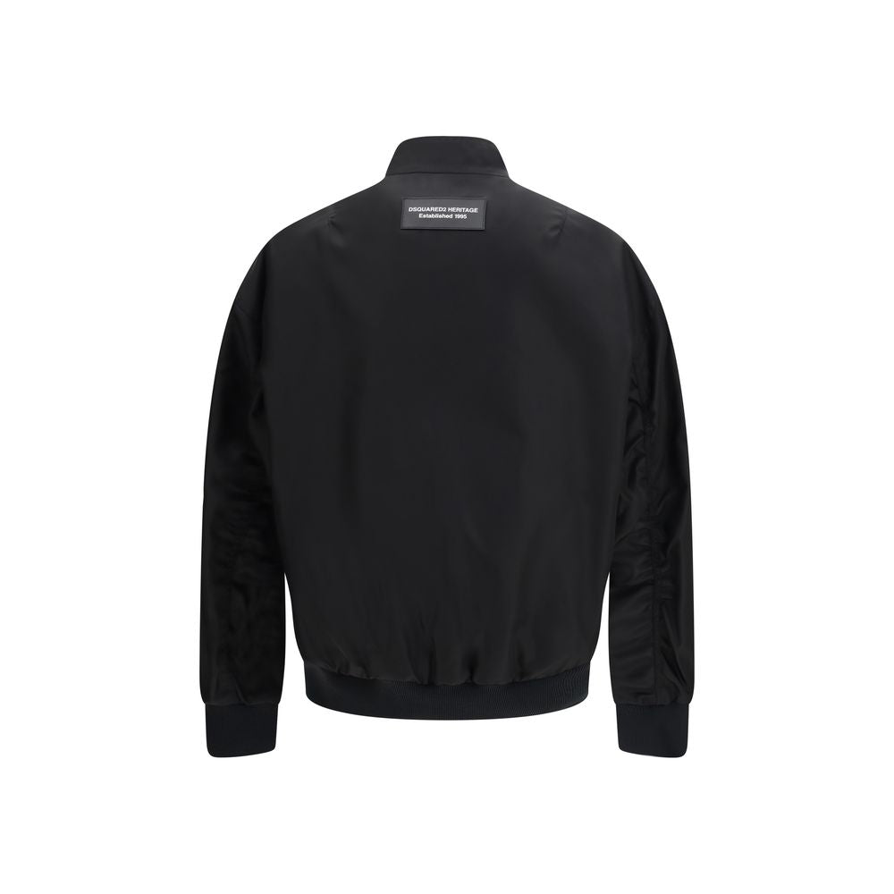 Bomber Jacket by Dsquared² for men in polyamide black features an on trend silhouette, showcasing refined pockets and a sophisticated stand-collar neckline for a truly on trend finish.