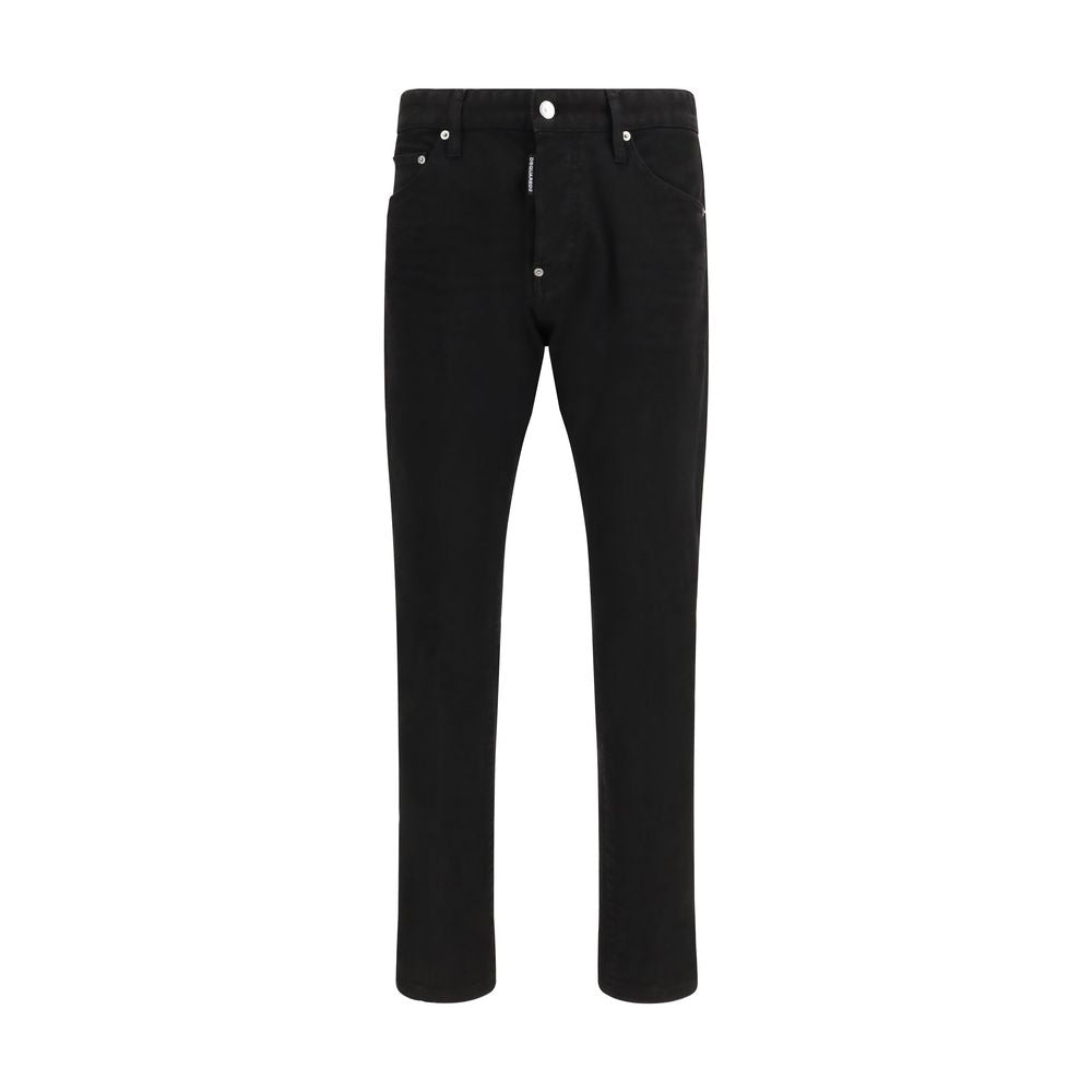 Jeans by Dsquared² for men in stretch denim cotton black presents a refined pantology silhouette, artfully defined by a refined pantology regular-fit & slim, long, and a sophisticated .