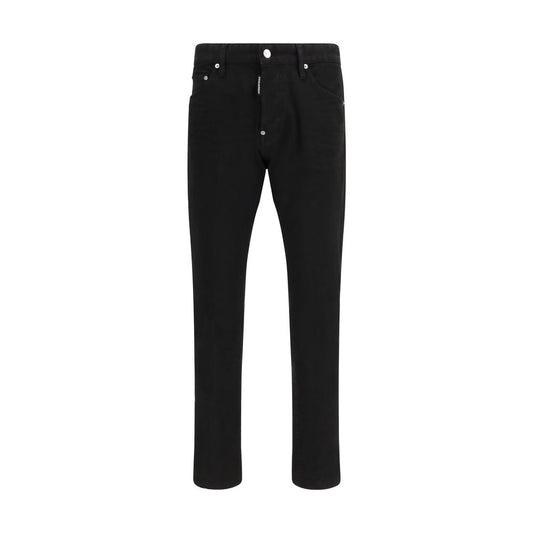 Jeans by Dsquared² for men in stretch denim cotton black presents a refined pantology silhouette, artfully defined by a refined pantology regular-fit & slim, long, and a sophisticated .