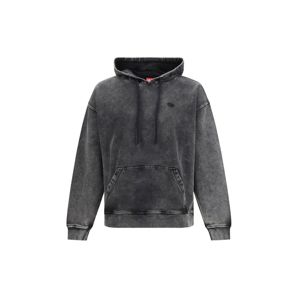 Sweatshirt Hoodie by Diesel for men in organic cotton black features a authentic silhouette, showcasing a sophisticated hooded neckline and authentic detail for a refined finish.