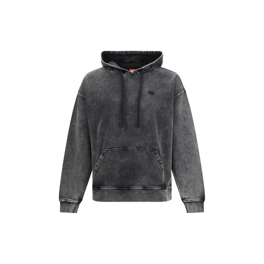 Sweatshirt Hoodie by Diesel for men in organic cotton black features a authentic silhouette, showcasing a sophisticated hooded neckline and authentic detail for a refined finish.