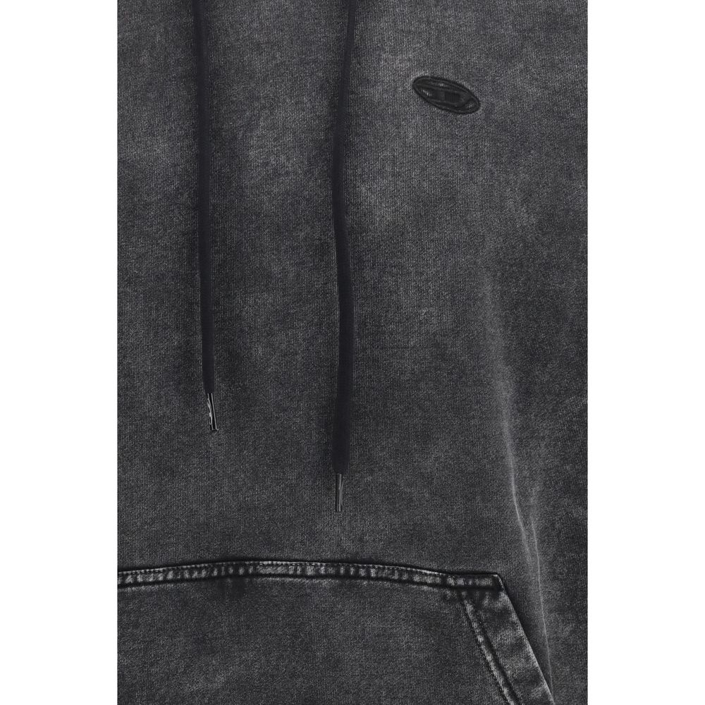 Sweatshirt Hoodie by Diesel for men in organic cotton black features an dramatic silhouette, showcasing a sophisticated and dramatic for a refined, modern aesthetic.
