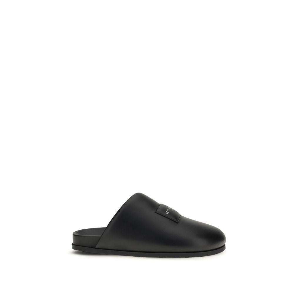 Flat Mule Mules Shoes by Givenchy for men in bos taurus calf & lambskin leather black & signature features an effortless chic silhouette, showcasing the Men's Bos Taurus Calf & Lambskin Leather Flat Mule Mules Shoes design with an effortless chic flat and a for a effortless chic look.