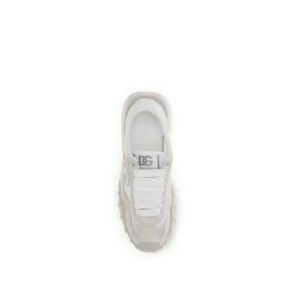 Athletic Sneakers by Dolce & Gabbana for men in polyamide bos taurus calf leather white showcases a architectural silhouette, artfully capturing the essence of the Men's Athletic Polyamide Bos Taurus Calf Leather Sneakers with its signature architectural athletic style construction.