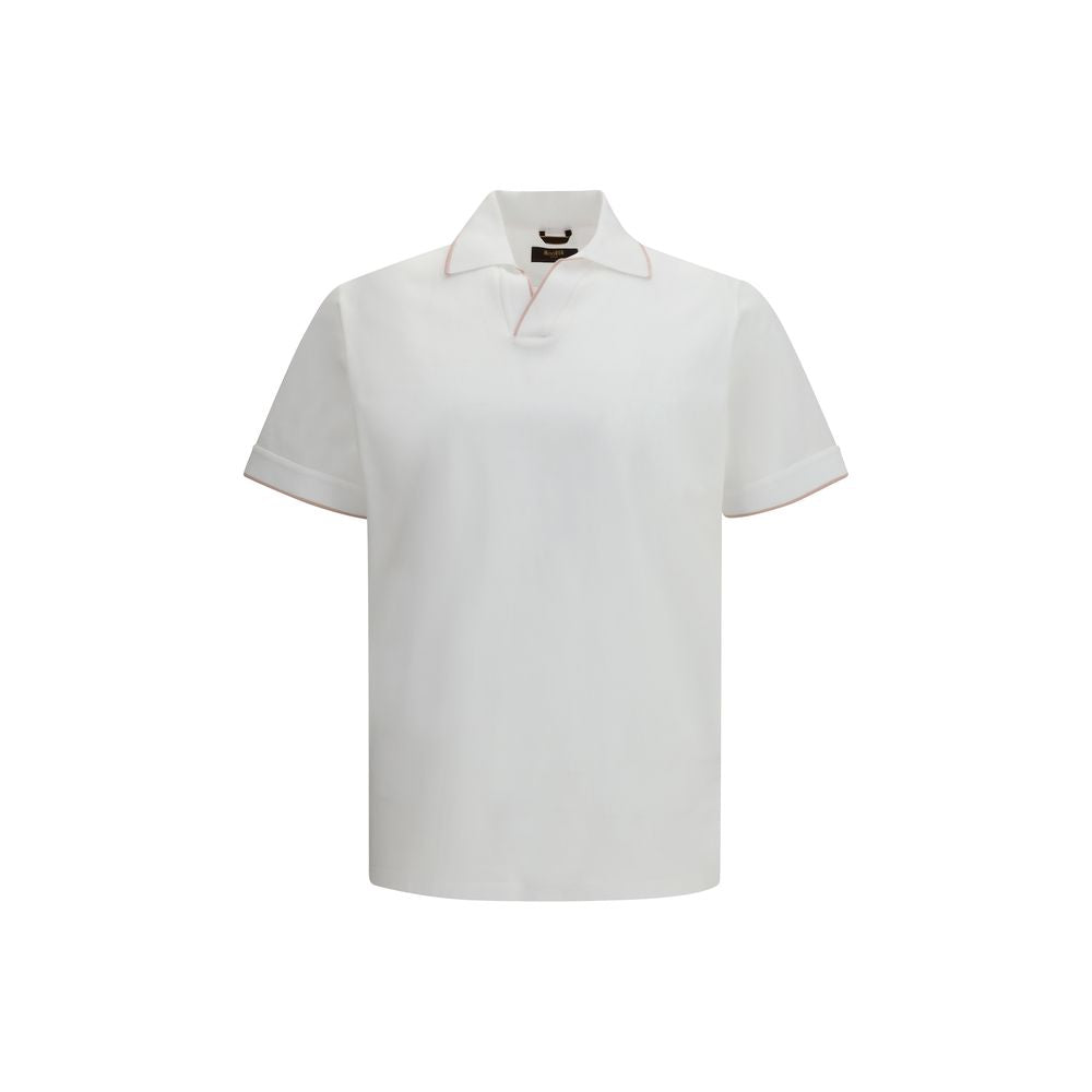 Polo Shirt by MooRER for men in cotton white presents a distinguished silhouette, showcasing a sophisticated and distinguished for a truly distinguished finish.