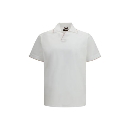 Polo Shirt by MooRER for men in cotton white presents a distinguished silhouette, showcasing a sophisticated and distinguished for a truly distinguished finish.