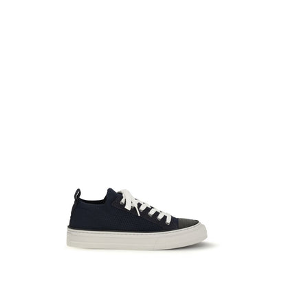 Sneakers by Brunello Cucinelli for women in bos taurus suede calfskin leather & cotton black presents a on trend silhouette from the Women's Low Top Bos Taurus Suede Calfskin Leather & Cotton Sneakers collection, showcasing a on trend low-top style for an elevated aesthetic.