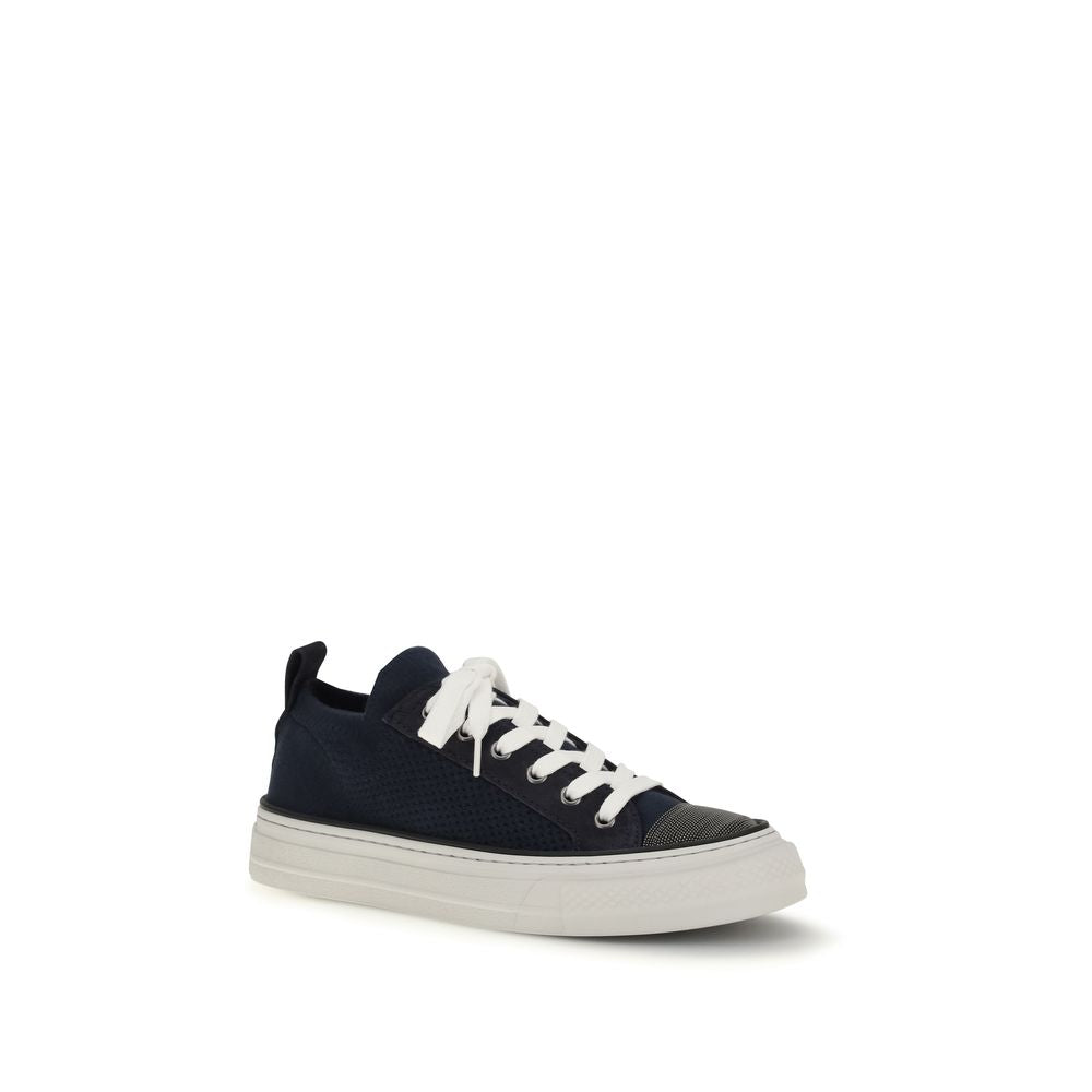 Sneakers by Brunello Cucinelli for women in bos taurus suede calfskin leather & cotton black features a chic design, perfectly showcasing the chic low-top style of this Women's Low Top Bos Taurus Suede Calfskin Leather & Cotton Sneakers.
