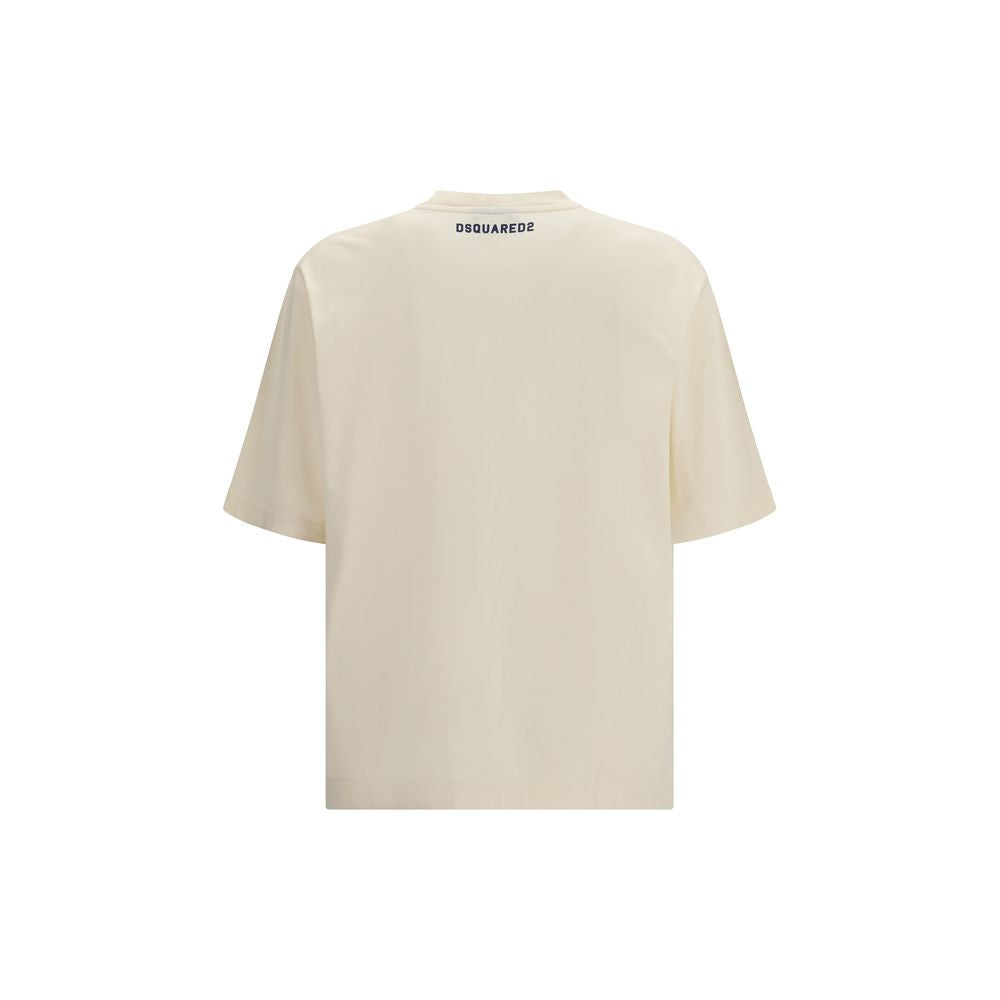 T-Shirt by Dsquared² for men in cotton beige showcases a unassuming silhouette, artfully detailed with a refined crew neckline and unassuming for a sophisticated, contemporary look.