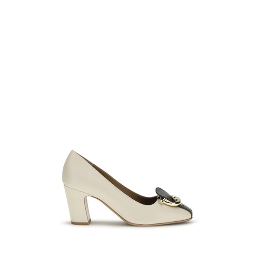 High-Heel Pumps Heels by Ferragamo for women in bos taurus calf leather beige features an effortlessly chic silhouette from the Gancini Women's Bos Taurus Calf Leather High-Heel Pumps Heels collection, showcasing a high-heel block-heel and effortlessly chic for a effortlessly chic look.