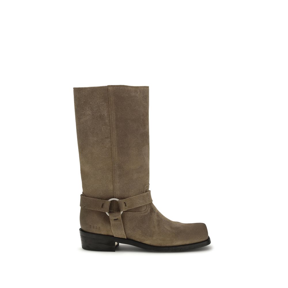 Lace-Up Biker Boots by Golden Goose for women in bos taurus calf suede leather beige features an high-performance silhouette, showcasing the sophisticated design of the Women's Bos Taurus Calf Suede Leather Lace-Up Biker Boots with a and a refined .