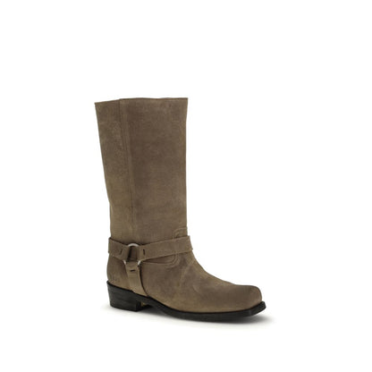 Lace-Up Biker Boots by Golden Goose for women in bos taurus calf suede leather beige features an avant-garde Women's Bos Taurus Calf Suede Leather Lace-Up Biker Boots silhouette, defined by a sophisticated and a avant-garde .