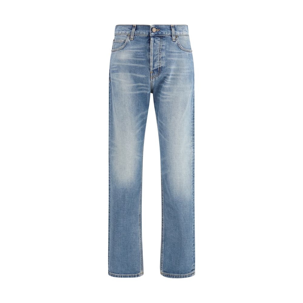 Jeans by Haikure for men in denim cotton blue presents a refined pantology silhouette, artfully defined by a refined pantology straight-leg & regular-fit, long, and a sophisticated .