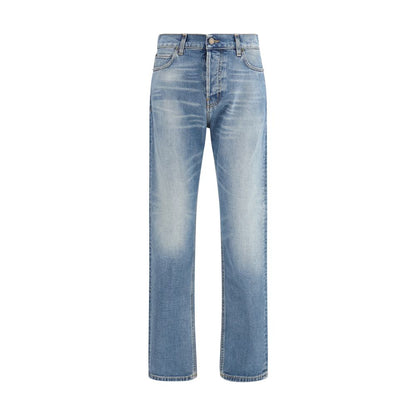 Jeans by Haikure for men in denim cotton blue presents a refined pantology silhouette, artfully defined by a refined pantology straight-leg & regular-fit, long, and a sophisticated .