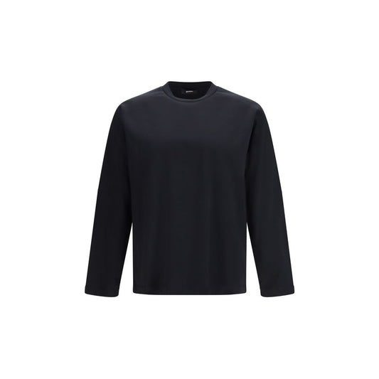 Activewear T-Shirt by LAMINAR for men in cotton black features a sporty silhouette with long-sleeve and crew neckline, showcasing innovative for a sporty finish.
