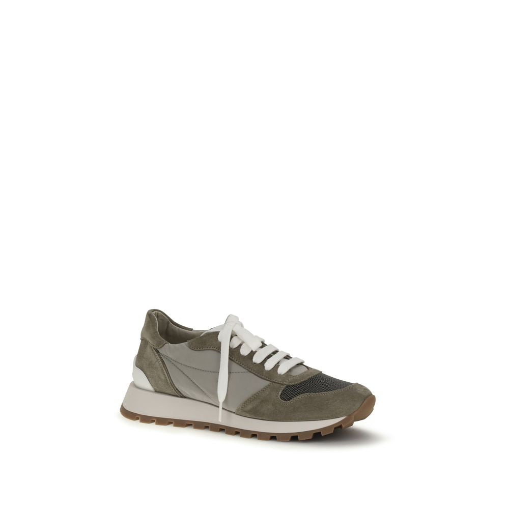 Athletic Sneakers by Brunello Cucinelli for women in tu polyamide polyester & calf leather bicolour features an timeless silhouette from the Women's Athletic TU Polyamide Polyester & Calf Leather Sneakers collection, showcasing a timeless athletic style for a timeless look.