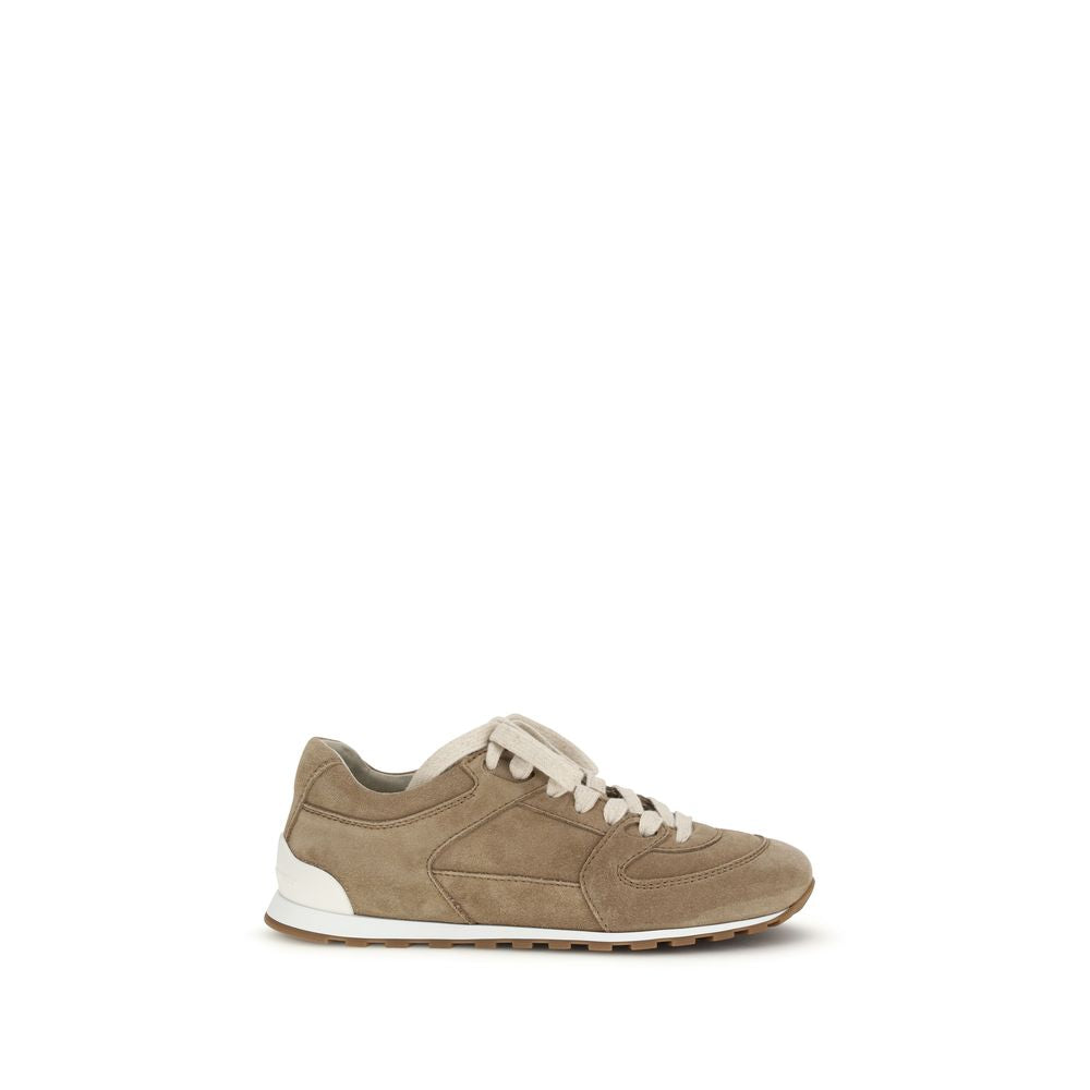 Sneakers by Brunello Cucinelli for women in bos taurus calf suede leather beige features an versatile design from the Women's Low Top Bos Taurus Calf Suede Leather Sneakers collection, highlighting a versatile low-top style for a premium, high-fashion look.