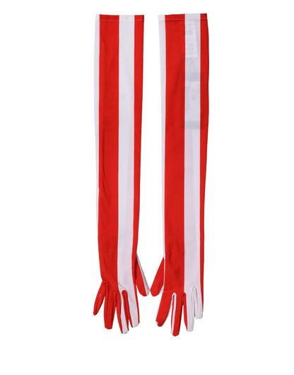 Dolce & Gabbana Stretch Nylon Elbow Length Gloves - Red White Signature Striped