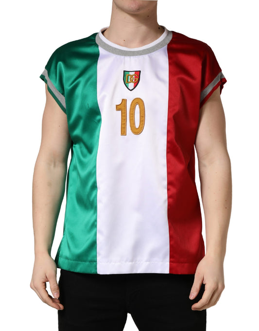 Dolce & Gabbana Men's Regular Fit Round Neck Nylon Polyester & Satin Tank Top - Multicolor