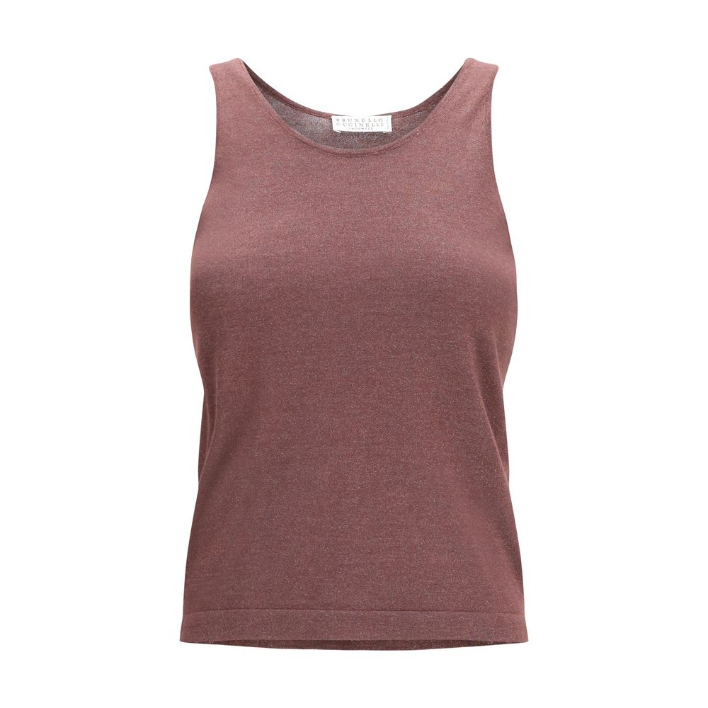 Activewear T-Shirt by Brunello Cucinelli for women in polyamide polyester cashmere & capra leather bordeaux features an ergonomic design with , highlighting a ergonomic sleeveless length and ergonomic for a high-performance look.