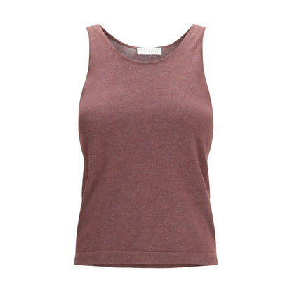 Activewear T-Shirt by Brunello Cucinelli for women in polyamide polyester cashmere & capra leather bordeaux features an ergonomic design with , highlighting a ergonomic sleeveless length and ergonomic for a high-performance look.