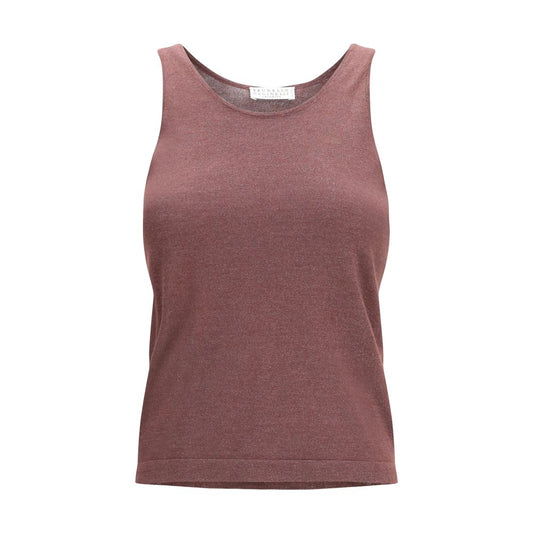 Activewear T-Shirt by Brunello Cucinelli for women in polyamide polyester cashmere & capra leather bordeaux features an ergonomic design with , highlighting a ergonomic sleeveless length and ergonomic for a high-performance look.