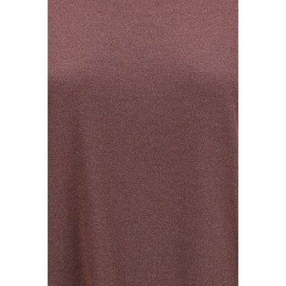 T-Shirt by Brunello Cucinelli for women in nylon polyester cashmere & capra leather bordeaux showcases a fashionable silhouette, elegantly detailed with a fashionable and for a sophisticated, high-fashion look.