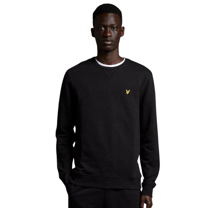 Activewear Sweatshirt by Lyle & Scott for men in cotton black features an streamlined silhouette, showcasing the streamlined crew neckline and with functional for a premium, athletic look.