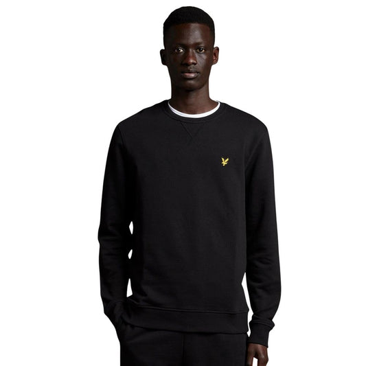 Activewear Sweatshirt by Lyle & Scott for men in cotton black features an streamlined silhouette, showcasing the streamlined crew neckline and with functional for a premium, athletic look.