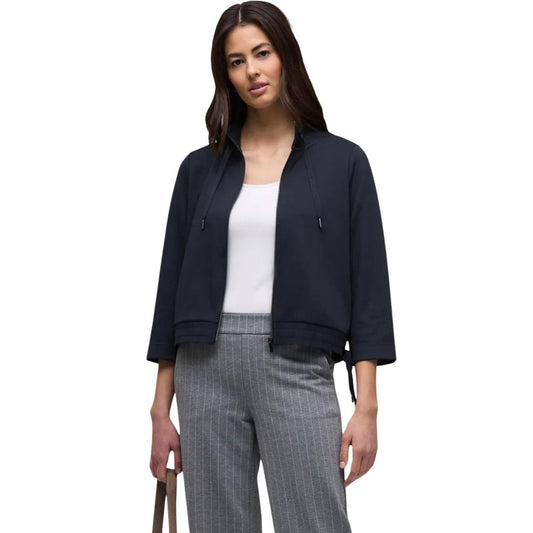 Street One Women's Crop-Top Lightweight Hooded &High-Collar Stretch Polyester & Viscose Activewear Sweatshirt - Blue