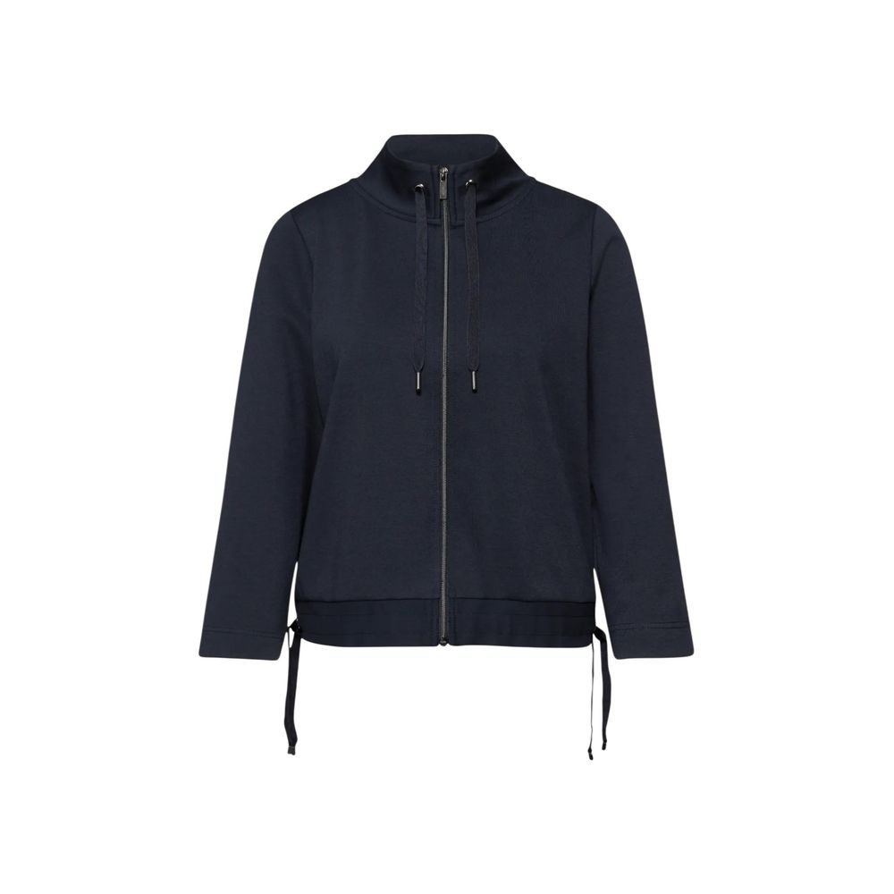 Street One Women's Crop-Top Lightweight Hooded &High-Collar Stretch Polyester & Viscose Activewear Sweatshirt - Blue
