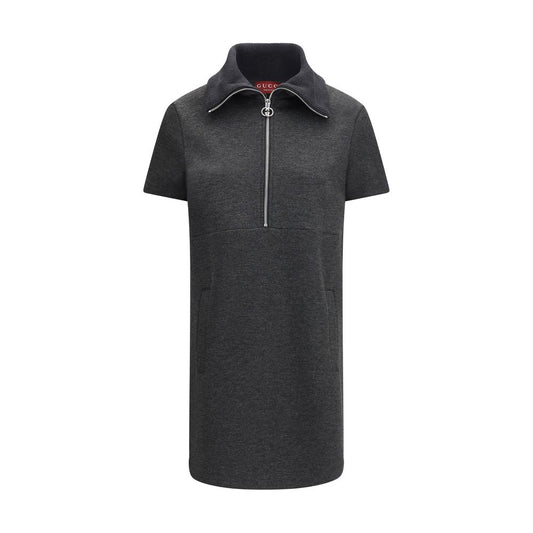 Dress by Gucci for women in cotton gray showcases a striking silhouette, elegantly detailed with a short-sleeve, refined , and a striking short for a striking finish.