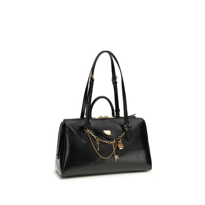 Medium Shoulder Bag by Dolce & Gabbana for women in pvc bio acetate & bos taurus calf leather black, natural & signature features a effortless chic silhouette with a secure zipper, ample , and versatile shoulder-strap, handle & adjustable-strap for a effortless chic finish.