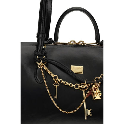 Medium Shoulder Bag by Dolce & Gabbana for women in pvc bio acetate & bos taurus calf leather black, natural & signature features a enviable silhouette, showcasing a secure zipper, ample , and enviable shoulder-strap, handle & adjustable-strap for a enviable finish.