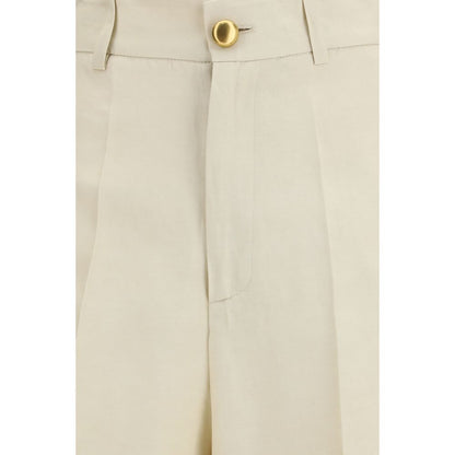Casual Pants by P.A.R.O.S.H. for women in viscose linen twill beige, gold & natural features an sophisticated and straight, relaxed-fit, regular-fit & wide with a precise long, creating a sophisticated and sophisticated silhouette.