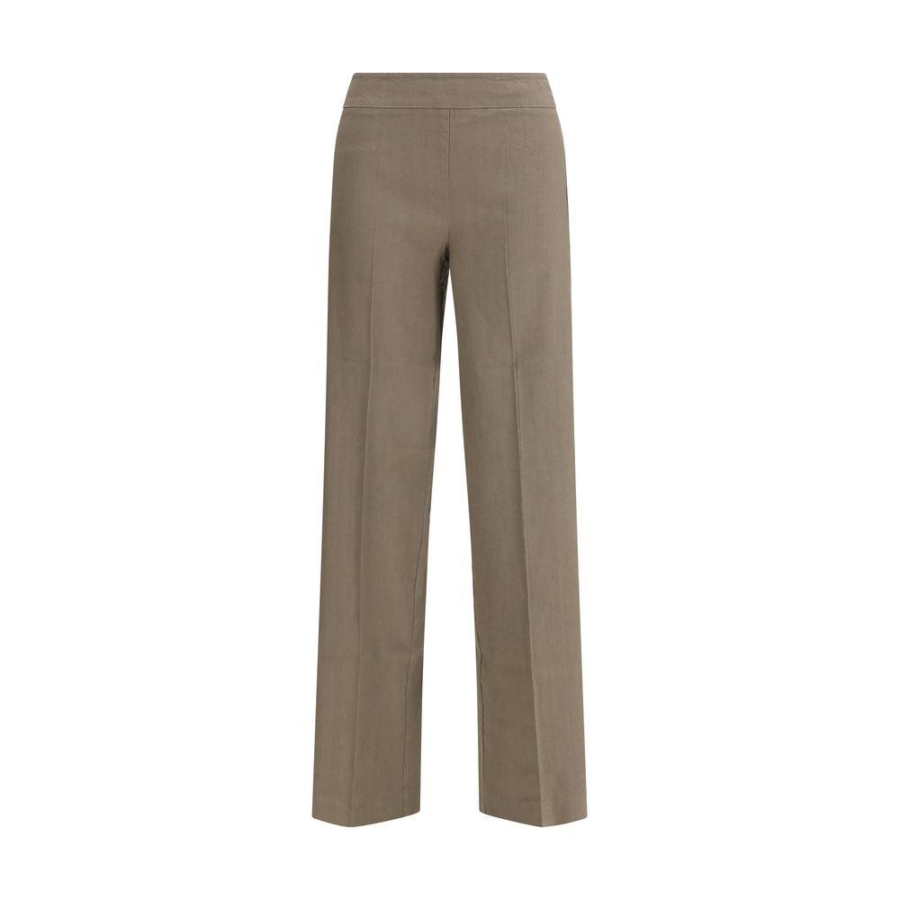 Palazzo Pants by Avenue Montaigne for women in linen & rayon beige presents a tailored silhouette, showcasing a tailored relaxed-fit, regular-fit & wide and long cut with a refined for a truly tailored aesthetic.