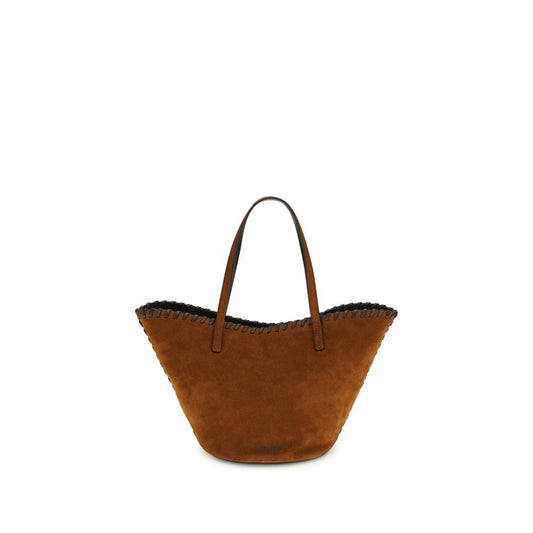 Mini Shoulder Bucket Bag by Staud for women in bos taurus calf suede leather brown features a distinguished silhouette, showcasing a secure magnetic and distinguished with versatile handle for a distinguished finish.