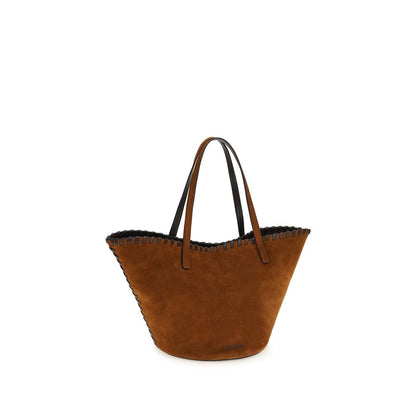 Mini Shoulder Bucket Bag by Staud for women in bos taurus calf suede leather brown features a enviable silhouette, showcasing a secure magnetic, ample , and enviable handle for a enviable finish.