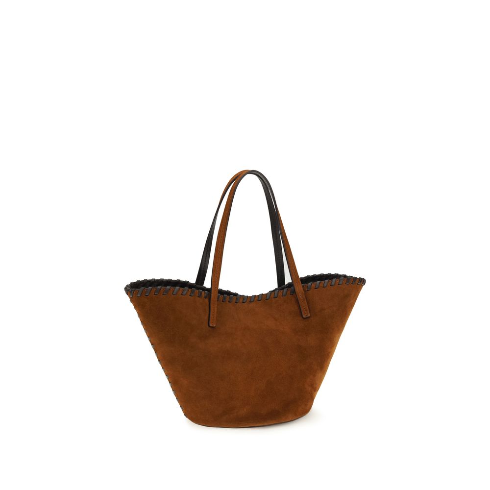 Mini Shoulder Bucket Bag by Staud for women in bos taurus calf suede leather brown features a effortless sophistication silhouette, secured by a magnetic with ample and versatile handle for a effortless sophistication finish.