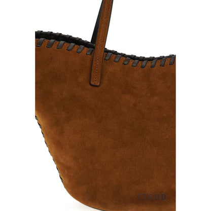 Mini Shoulder Bucket Bag by Staud for women in bos taurus calf suede leather brown features a enviable silhouette, showcasing a secure magnetic, ample , and enviable handle for a enviable finish.