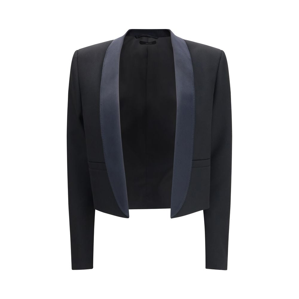 Overcoat by Tom Ford for women in wool black features a contemporary silhouette showcasing a contemporary shawl-collar neckline and refined pockets for a sophisticated finish.