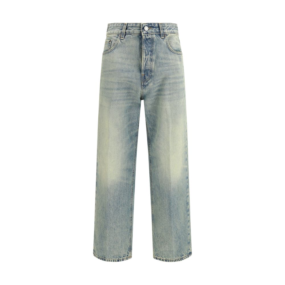 Jeans by Haikure for women in cotton denim blue & signature features a refined silhouette with a refined straight-leg & regular-fit, defined by a mid rise and a refined long for a refined finish.