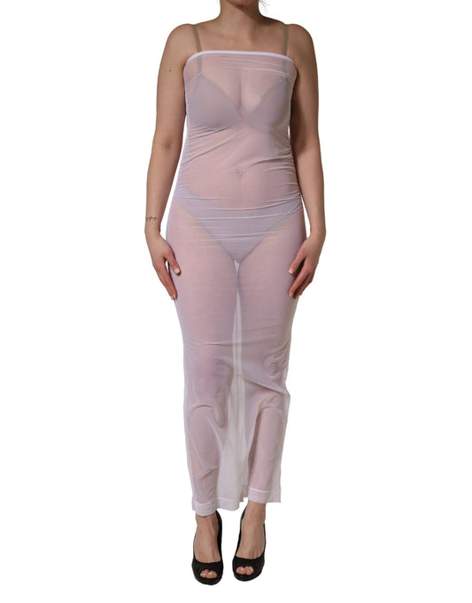 Dress by Dolce & Gabbana for women in stretch nylon & calf leather white features an magnificent silhouette, artfully detailed with a magnificent and that flows into an magnificent maxi long.