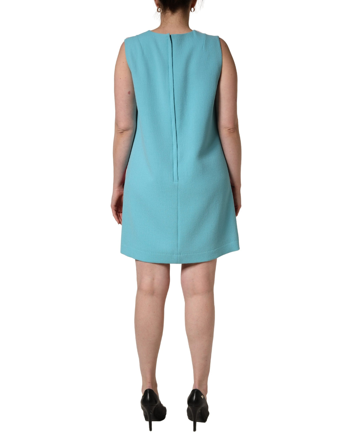 Dolce & Gabbana Women's Shift Cocktail Sleeveless Virgin Wool Silk & Nylon Mini Dress - Blue Pink