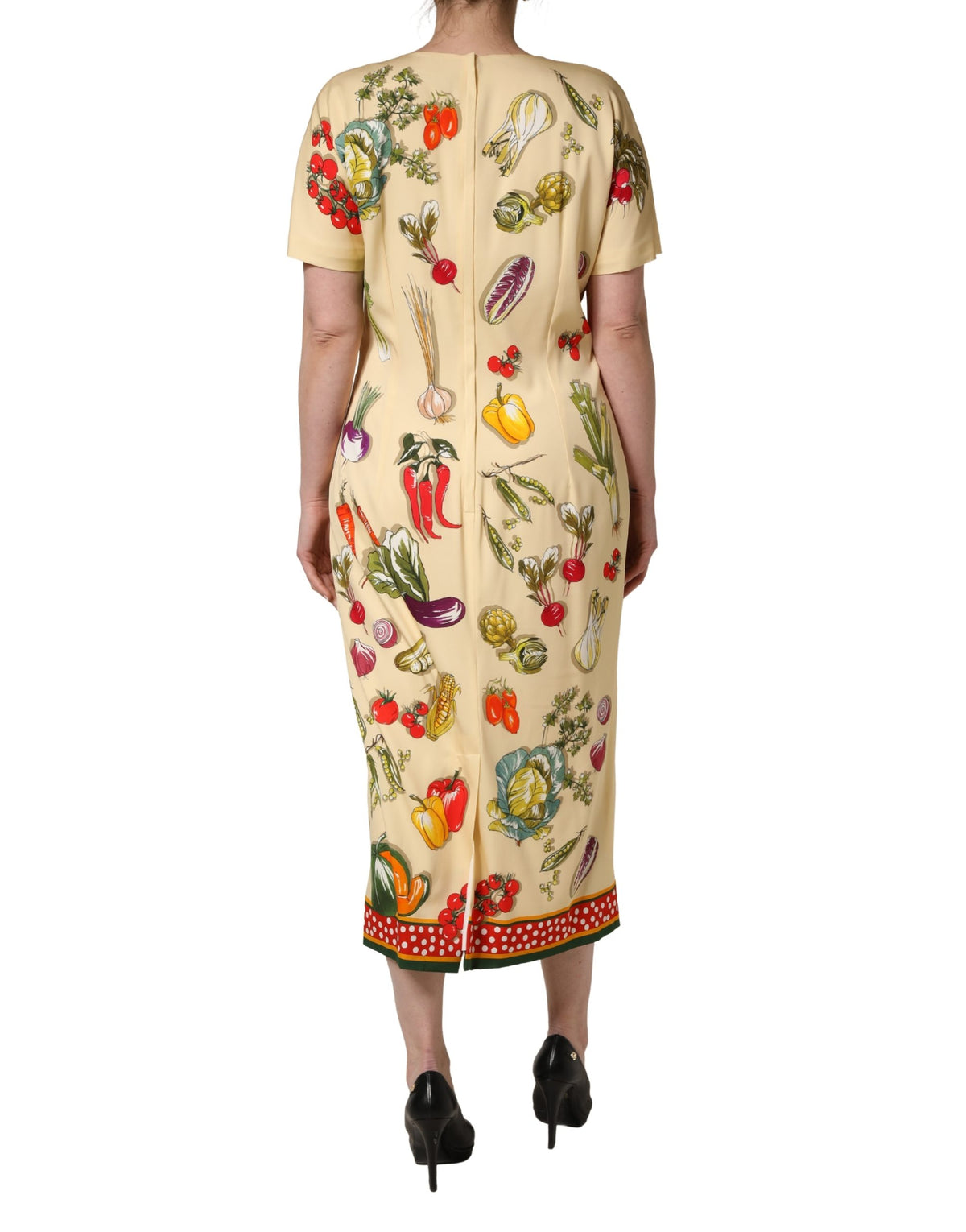 Dolce & Gabbana Women's Sheath Cocktail Short-Sleeve Calf Leather & Silk Midi Dress - Beige Patterned