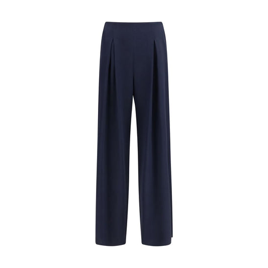 Palazzo Pants by Max Mara Pure for women in silk satin blue features an sartorial regular-fit & wide and long with a cut for a sartorial finish.