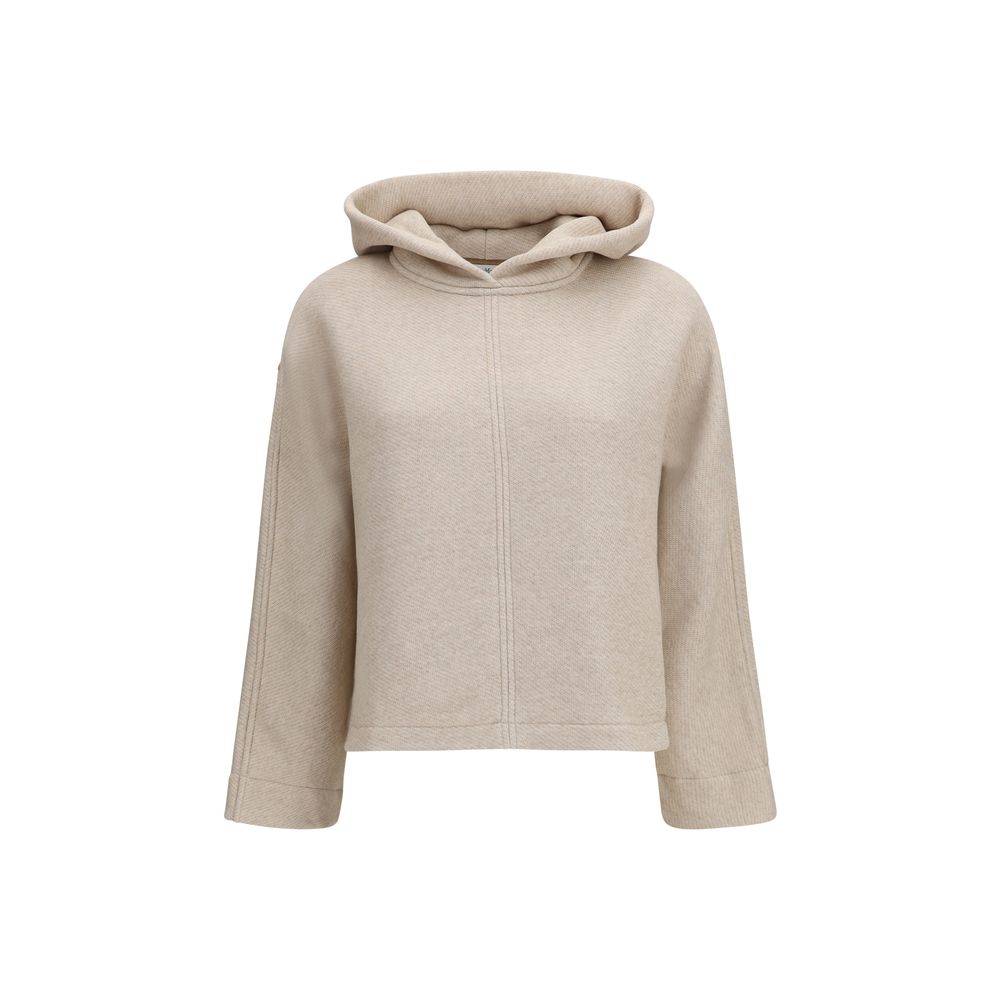 Sweatshirt Hoodie by Max Mara Pure for women in cotton polyester beige & signature features an dramatic silhouette, showcasing a sophisticated hooded neckline and dramatic long-sleeve for a refined, modern aesthetic.