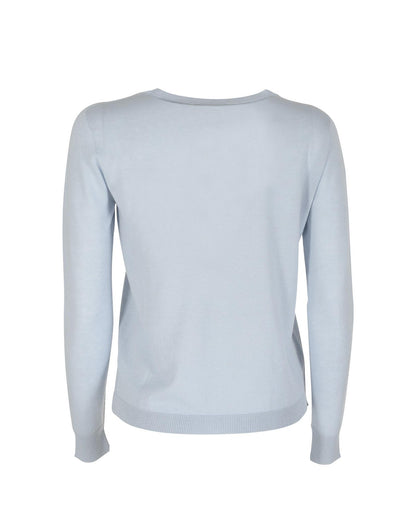 Sweatshirt by Crown of Edinburgh Cashmere for women in cashmere silk blue features an enviable silhouette, showcasing a premium and refined for a truly enviable finish.